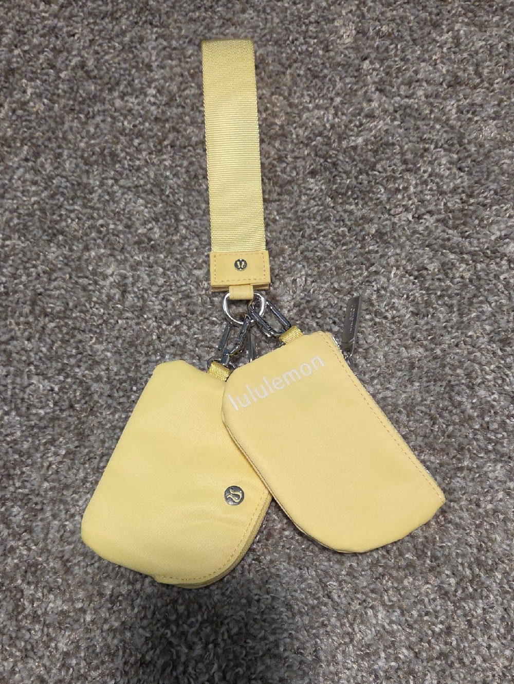 Lululemon Yellow Wristlet Keychain Pouch Set